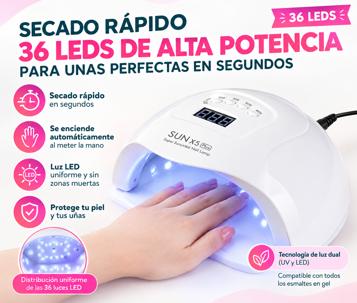 SUNUV X5 Lámpara UV/LED para uñas