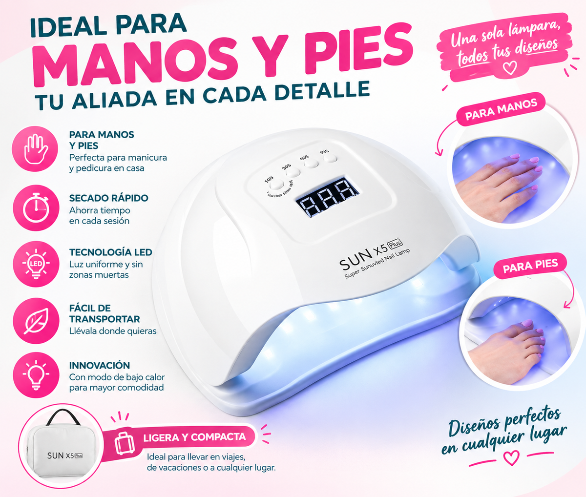 SUNUV X5 Lámpara UV/LED para uñas
